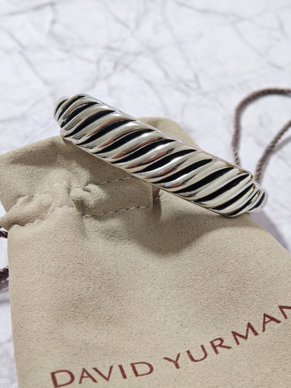 Sterling Silver Sculpted Cable Cuff Bracelet, Wide Open Bangle - Picture 2 of 8